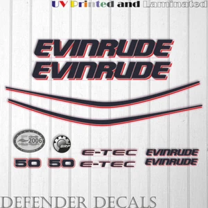 Evinrude 50hp etec outboard engine decal sticker set kit reproduction White Cowl - Picture 1 of 1