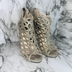Vince Camuto Fontanela Damen-Heels silbermetallic-Schimmer mit Käfigabsatz Reißverschluss 7,5 M Party - Bild 1 von 8