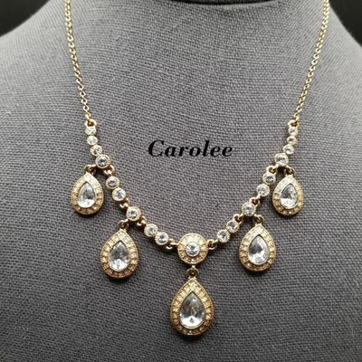 Carolee 水钻吊坠项链,浅绿色透明水钻,17 1/2 英寸 — 第 1/4 张图片