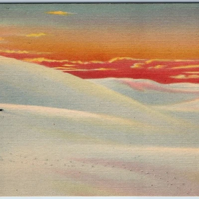1937 Alamogordo, NM Beautiful Colors Linen Photo Sunset White Sands Sunrise A234 - Image 1 of 3
