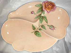 Vintage Royal Winton Erhöht Geprägte Rose Geteilt Servierplatte 12" - Bild 1 von 4