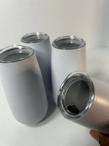 4 Stück Champagnerbecher aus Metall ohne Stiel. Weiß. Neu! Reinigungsbürsten inklusive - Bild 1 von 12