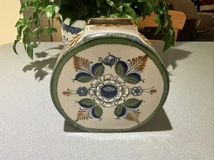 Mexikanische Keramik Vase Blumen rund signiert Erandi Tonala 8,5x8x2,75 KOSTENLOSER VERSAND - Bild 1 von 8