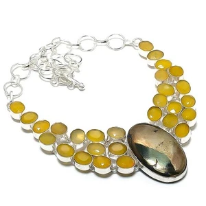 Pirita ágata, jade azul piedras preciosas 925 collar de joyería de plata este... - Imagen 1 de 5