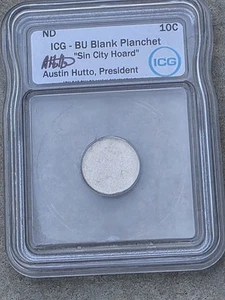 ICG-BU Blank Planchet Dime 10c Austin Hutto Signature Brilliant Uncirclulated - Picture 1 of 2