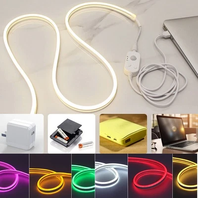 USB Neon LED Light Strip PIR Motion Sensor Tube Rope Waterproof Flexible Tape 5V - Image 1 of 4