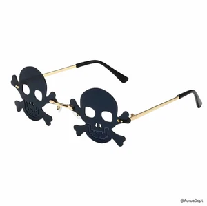 Totenkopf Rahmenlose Sonnenbrille Punk Gothic Halloween Brille Herren Damen Party Schirme - Bild 1 von 7