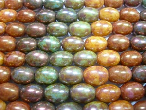 15 10x7 mm 5 Farben Picasso Glanz Reis Oval Tschechisch Glasperlen - Bild 1 von 2