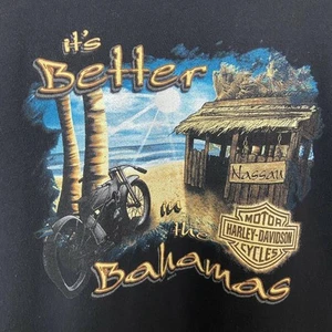 Vtg Harley Davidson T Shirt Mens L Black Nassau Bahamas USA Made Authentic - Picture 1 of 9