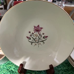 Set5 Cunningham & Pickett STARDUST 7.75" Coupe/Soup Bowl Pink flwrs 22gold trim - Picture 1 of 3