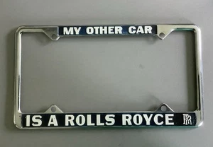 Novedad vintage años 70 ~ mi otro coche es un soporte de matrícula de metal Rolls Royce - Imagen 1 de 9