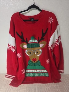 New Directions Lady Rudolf Ugly Christmas Sweater Pullover Damen 3X Neu mit Etikett - Bild 1 von 7