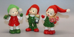 Vintage Napco Weihnachtslieder Figuren mit Strumpfkappen #9754 3er Set - Bild 1 von 6