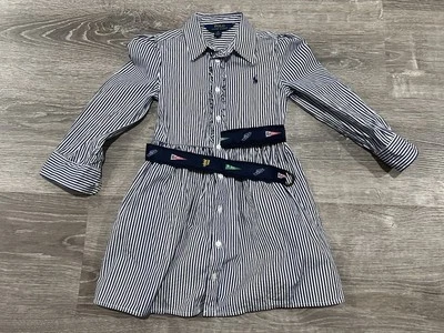 POLO Ralph Lauren Girls Oxford Shirt Dress Long Sleeve 5 Preppy - Image 1 of 4