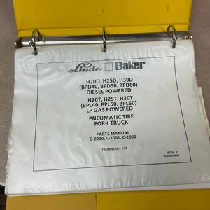Baker Linde H20D/T H25D/T H30D/T PARTS MANUAL BOOK CATALOG LIST FORK LIFT TRUCK - Picture 1 of 4