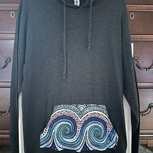 Morgan's Message Long sleeved T-shirt with Paisley print pocket and hood NWOT XL - Picture 1 of 15