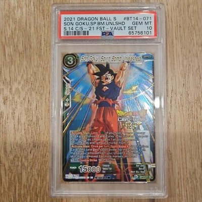 Dragon Ball Super Card Game Son  Goku Spirit Bomb Unleashed FEST SR PSA 10  - Image 1 of 4