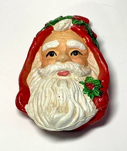 Santa Head Face Old World Christmas Hanging Ornament Plastic Hand Painted Vtg - Bild 1 von 5
