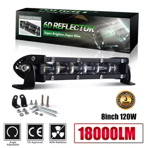 White 8" inch LED Work Light Bar Flood Spot Combo Fog Offroad Driving Truck - Picture 1 of 12