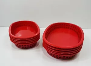 Tablecraft Set of 5 Red 1076 & 5 Red 1073 Oblong Plastic Baskets - 10 Total - Picture 1 of 11