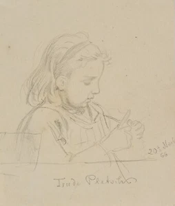 O. PLETSCH (1830-1888), Porträt der Tochter Trude,  1866, Bleistift Biedermeier - Picture 1 of 7