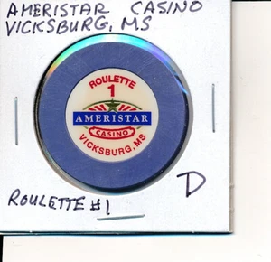 VICKSBURG MISSISSIPPI CASINO CHIP - AMERISTAR ROULETTE #1 - D - Picture 1 of 2