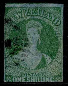 NEW ZEALAND QV SG6, 1s green, USED. Cat £3750. - Picture 1 of 2