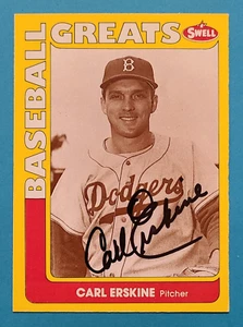 CARL ERSKINE (Dez.) signed 1990 Swell Greats PCG #27 LA Dodgers Autogramm Auto - Bild 1 von 3