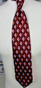 VILLA BOLGHERI Nueva Corbata Para Hombre Toda Seda Italia Roja Geométrica - Imagen 1 de 8