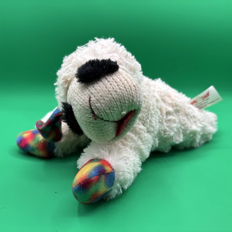 Multipet Lamp CHOP Dog Toy Argyle Orange 11 Inch Swirly Fetch Chew Squeaky Plush - Image 1 of 4