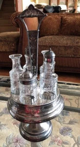 Antiguo Victoriano Triple Placas Plata Cruet Set de Nueva York Silver Plate Co - Imagen 1 de 12