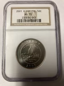 2001-P NGC MS70 CAPITAL VISITOR CENTER COMMEMORATIVE CLAD HALF DOLLAR MS 70 - Picture 1 of 4
