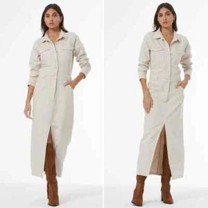 Maxi abito YFB Young Fabulous Broke Benson Utility beige denim aderente grande nuovo con etichette - Foto 1 di 9