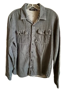 Vans Skater Shirt Long Sleeve Dark Gray Men's Size Medium Button Logo - Picture 1 of 8