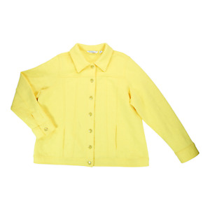Isaac Mizrahi Quilted Button Front Knit Jacket Yellow Size 1X Women's