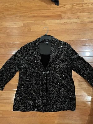 Elementz Black Velvet 2 Fer Sparkly Blouse Size Xl Special Occasion EUC Nice - Image 1 of 4