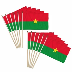 Paquete de 12 banderas de mano de burkina Faso de 12x18 pulgadas de Burkina Faso Country Stick - Imagen 1 de 2