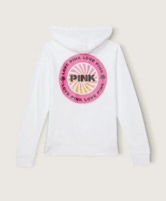 Victoria’s Secret Rosa Vellón Cremallera Todos los Días Sudadera con Capucha Blanca Tropical BLING M NUEVO CON ETIQUETAS Foto 1 de 4