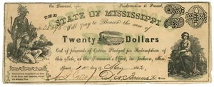 1862 Stato del Mississippi MS $20 n.38398 (L2443) - Foto 1 di 2