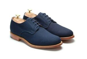 Church`s Men's Navy Blue Canvas Derby Shoes - `Bath` Size 9.5 Left G Right F