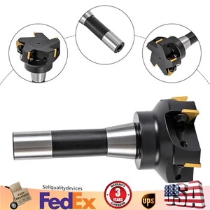 90 Degree Indexable End Mill 3'' Cutting Depth R8 Shank End Mill 5 Flutes+Key - Picture 1 of 14