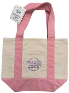 Trader Joes Mini Pastel Canvas Tote Bag Pink🔥New With Tags🔥 - Picture 1 of 1