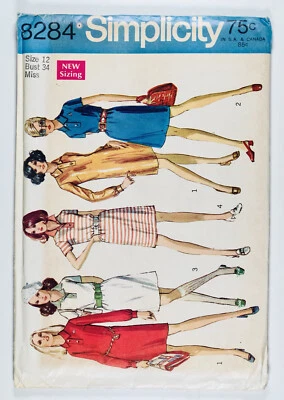 Vintage Sewing Pattern Simplicity 8284 Misses Dress Size 12, bust 34" circa 1969 - Image 1 of 4
