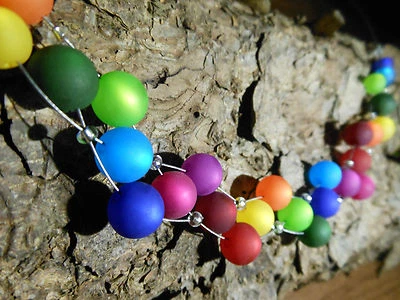 Regenbogen Polariskette Halskette Polaris perlen Collier Kette bunt - Bild 1 von 4