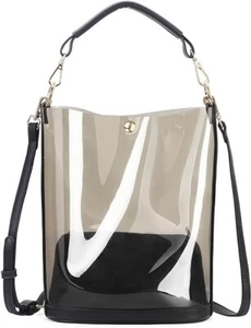 Halbtasche PVC Handtaschen Gelee transparent klar Strand Schultertasche 2 in 1 Tasche - Bild 1 von 4