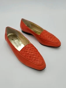 Bottega Veneta Vintage Intrecciato Orange Leather Loafers EU 38 / US 7.5 - Picture 1 of 11