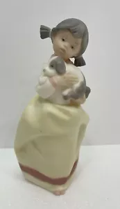 Golden Memories Lladro Daisa Spain 1991 Girl With Puppy- "Mommy Can I Keep Him" - Picture 1 of 4
