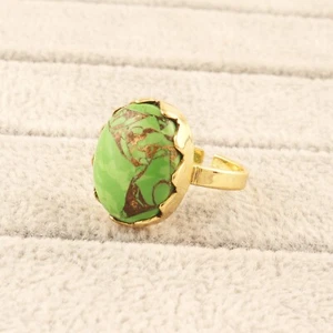 Grün Mohave Kupfer Türkis Jade Quarz verstellbarer Ring vergoldeter Ring - Bild 1 von 4