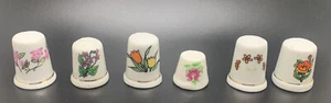 Vintage weiß bemalte Blumen Sammler Fingerhüte - 6 Stück - entzückende Sammlung! - Bild 1 von 15
