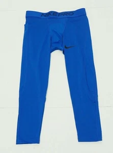 Nike Pro 3/4 Tights Mens Large Blue Dri-Fit Tight Fit Stretch Training Workout - Picture 1 of 4
